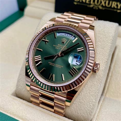 green dial day date rolex|Rolex Day-Date 40mm price.